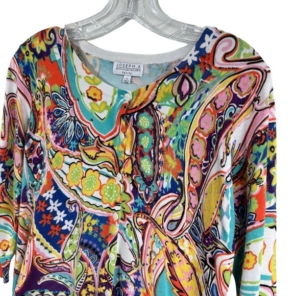 Joseph A. Pastel Paisley Cardigan Sweater, PS - Picture 2 of 9